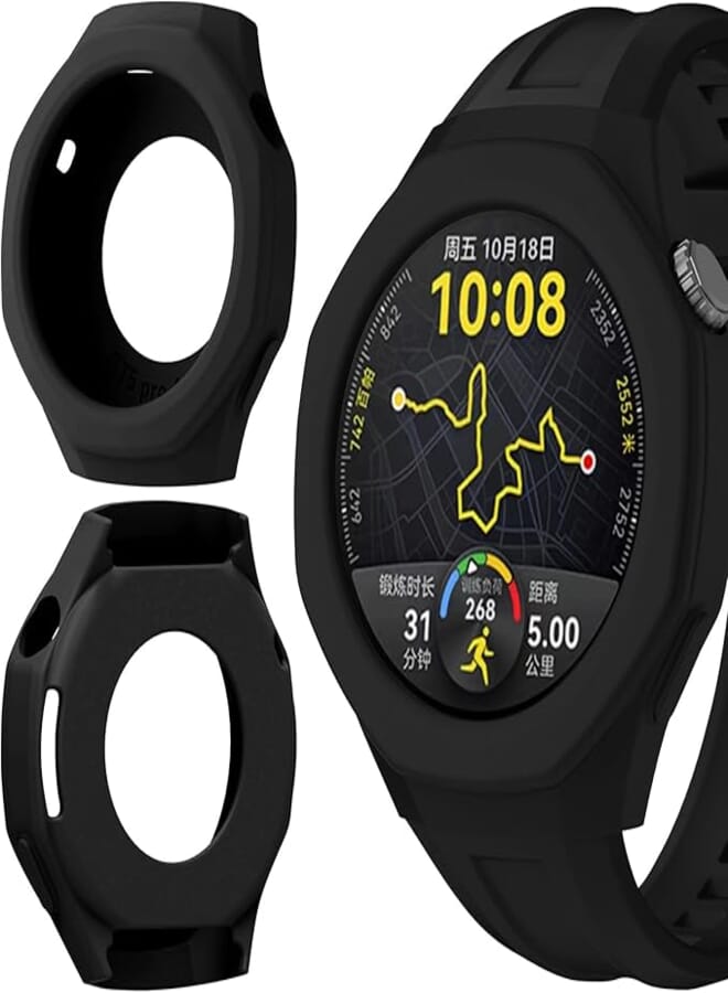 2pcs Rugged Case with Band Compatible with Huawei Watch GT 5 Pro 46mm Protective Cover Case with Silicone Strap Shockproof Bumper for Men Women Strap